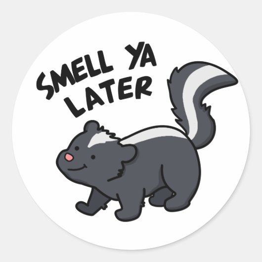 Smell Ya Later Funny Skunk Pun Ronde Sticker (Voorkant)