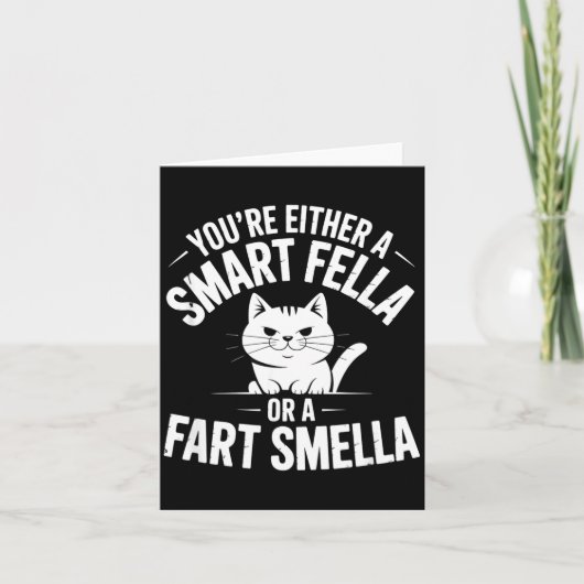 Smella Cat Smart Fart Humor Spoonerism Fella Fun Kaart (Voorkant)
