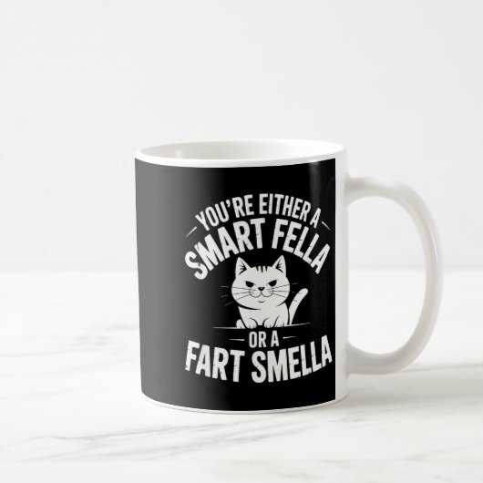 Smella Cat Smart Fart Humor Spoonerism Fella Laugh Koffiemok (Rechts)