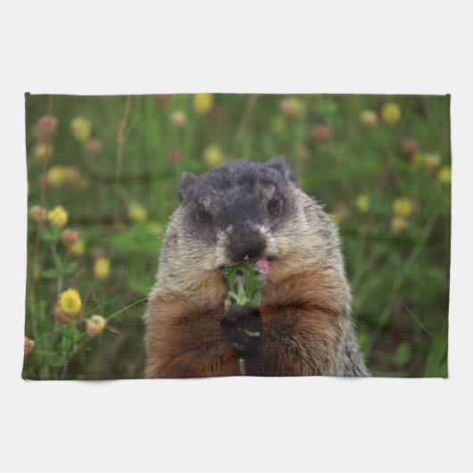 Smelling Spring Groundhog Theedoek (Horizontaal)