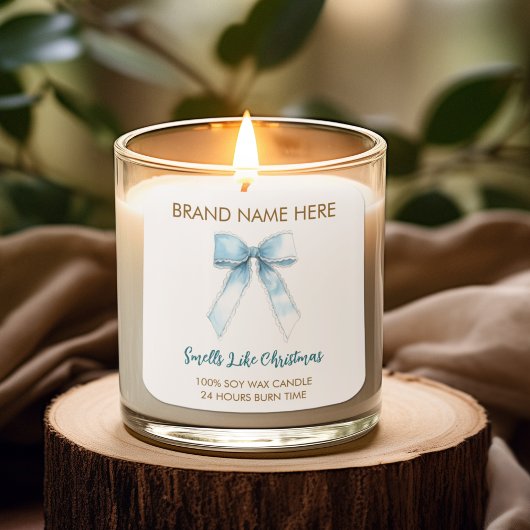 Smells Like Christmas | Blue Bow Candle Labels