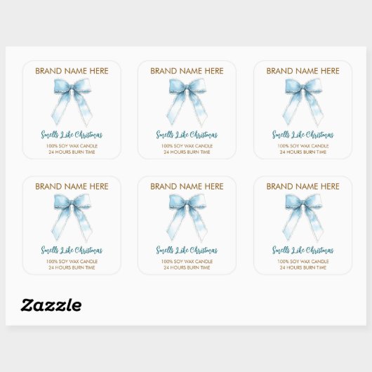 Smells Like Christmas | Blue Bow Candle Labels (Vel)