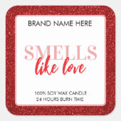 Smells Like Love Valentine Glitter Candle Label  (Voorkant)