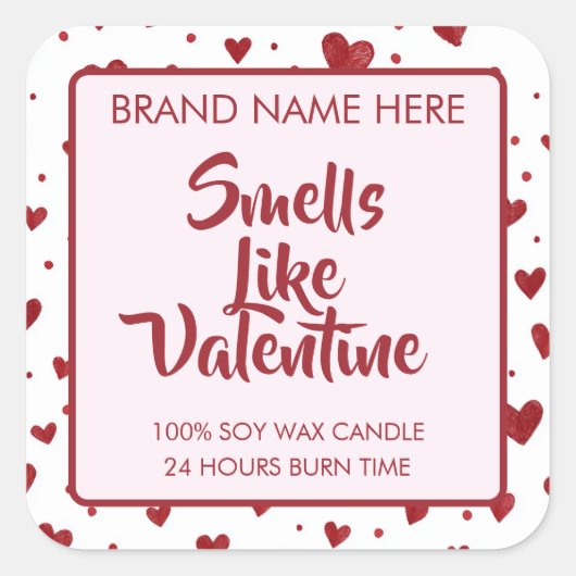 Smells Like Valentine Custom Pink Candle Labels (Voorkant)