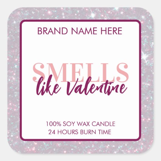 Smells Like Valentine Glitter Candle Label  (Voorkant)