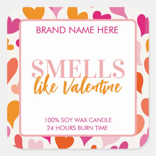 Smells Like Valentine Pink Candle Label  (Voorkant)