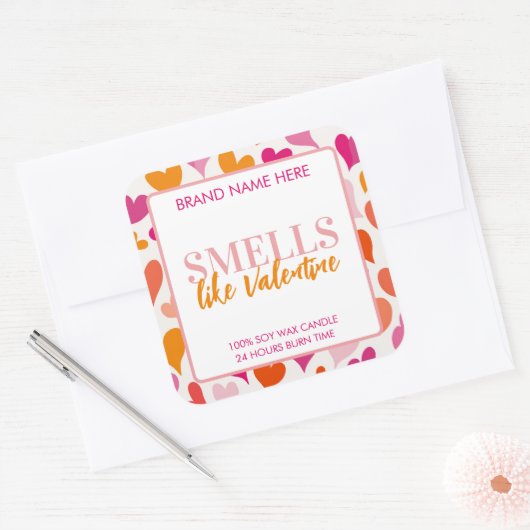 Smells Like Valentine Pink Candle Label  (Envelop)