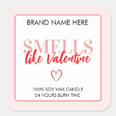 Smells Like Valentine Pink Candle Label  (Voorkant)