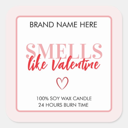 Smells Like Valentine Pink Candle Label (Voorkant)