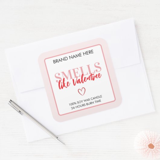 Smells Like Valentine Pink Candle Label  (Envelop)