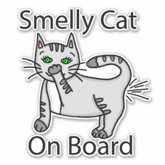Smelly Cat on Board Funny Farting Humor Sticker (Voorkant)