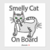 Smelly Cat on Board Funny Farting Humor Sticker (Vel)