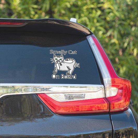Smelly Cat on Board Funny Farting Humor Sticker (Auto Zijkant)
