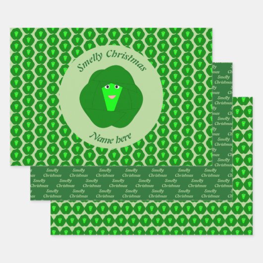 Smelly Kerstmis Brussel Sprout Aangepast Inpakpapier Vel (Set)