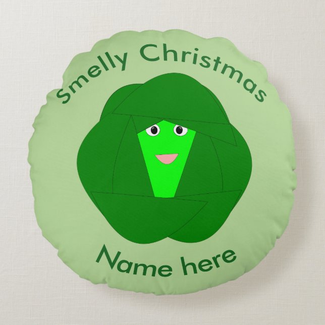 Smelly Kerstmis Brussel Sprout Pillow Rond Kussen (Voorkant)