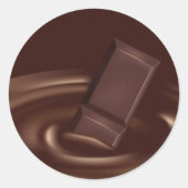 Smelt chocoladestaaf in vloeibare chocolade ronde sticker (Voorkant)