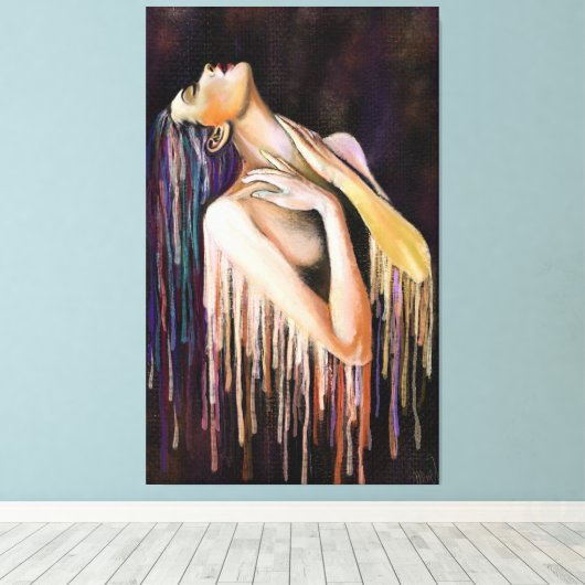 Smelt damescanvas afdrukken - Kunst schilderen (Insitu (Houten vloer))