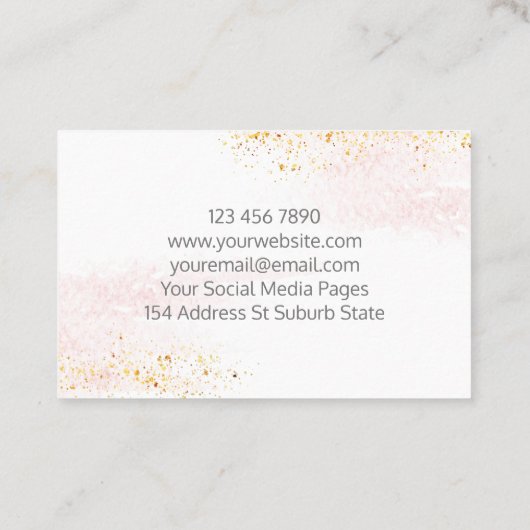 Smelt en giet roze Waterverf zeep Candle Soy Melt Visitekaartje (Achterkant)