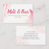 Smelt en giet roze Waterverf zeep Candle Soy Melt Visitekaartje (Voorkant / Achterkant)