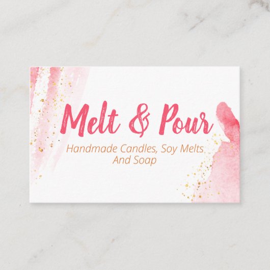 Smelt en giet roze Waterverf zeep Candle Soy Melt Visitekaartje (Voorkant)