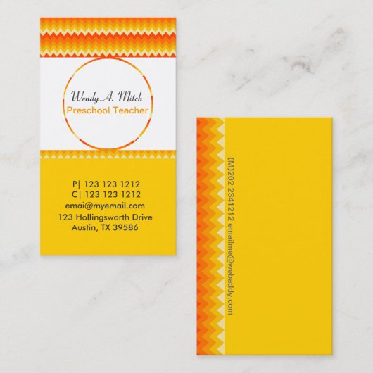 Smelt in het Midden-Geometrische Zig Zag Pattern Visitekaartje (Voorkant / Achterkant)