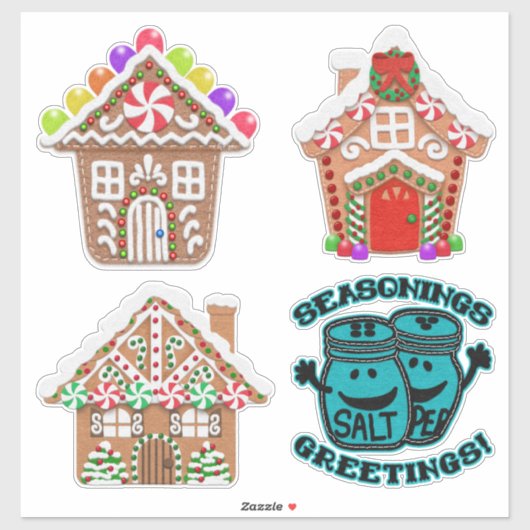 Smelt look Gingerbrood-huizen | Applique stijl sme Sticker (Vel)