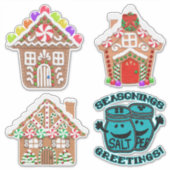 Smelt look Gingerbrood-huizen | Applique stijl sme Sticker (Voorkant)