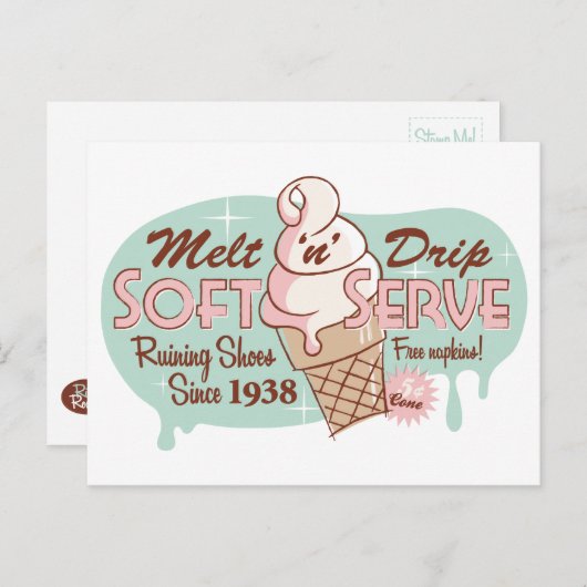 Smelt 'n' Drip Soft Serve Ice Cream Briefkaart (Voorkant / Achterkant)