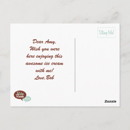 Smelt 'n' Drip Soft Serve Ice Cream Briefkaart (Achterkant)