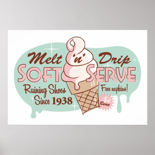 Smelt 'n' Drip Soft Serve Ice Cream Print (Voorkant)