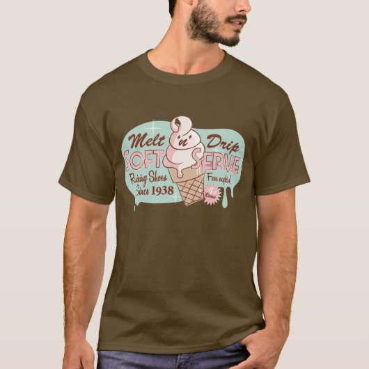 Smelt 'n' Drip Soft Serve Ice Cream T-shirt (bruin (Voorkant)