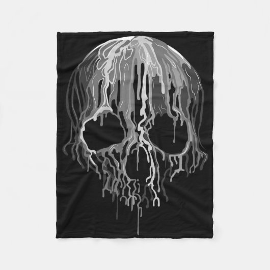Smelt Skull Black White Art Graphic Halloween Fleece Deken (Voorkant)