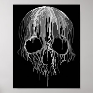 Smelt Skull Black White Art Graphic Halloween Poster