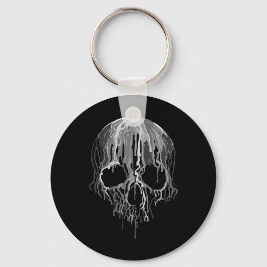 Smelt Skull Black White Art Graphic Halloween Sleutelhanger (Voorkant)