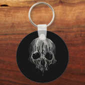 Smelt Skull Black White Art Graphic Halloween Sleutelhanger (Voorkant)
