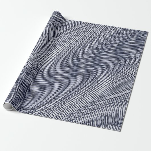 Smelt zilvereffect Moiré Stripes Trippy Abstract Cadeaupapier (Uitgerold)