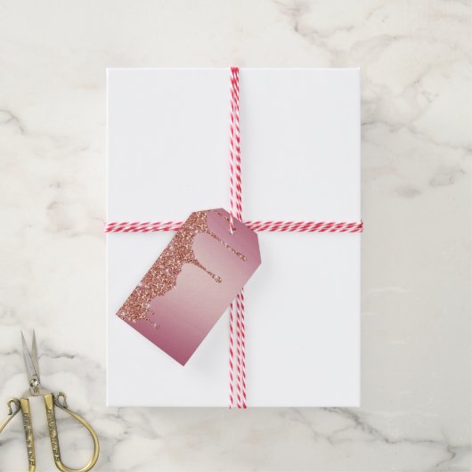 Smelten Girly Pink Sparkles Cadeaulabel (Met Touw)