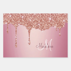 Smelten Girly Pink Sparkles gepersonaliseerd met n Inpakpapier Vel