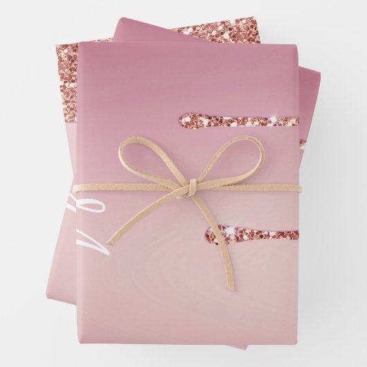 Smelten Girly Pink Sparkles gepersonaliseerd met n Inpakpapier Vel (In situ)