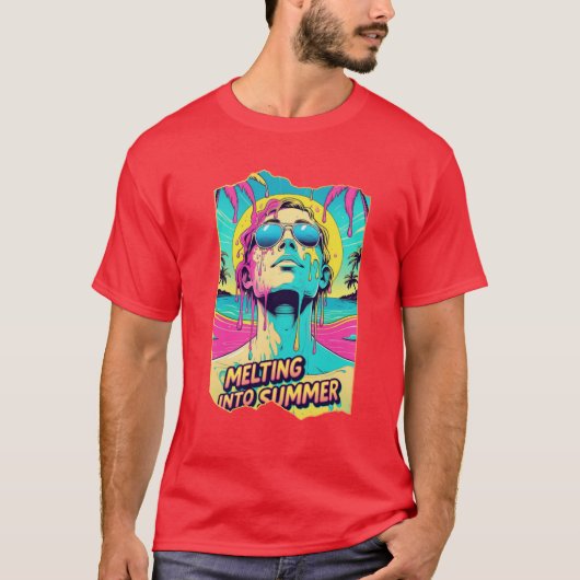 Smelten in de zomer - Trippy Retro Beach Vibes T-s T-shirt (Voorkant)