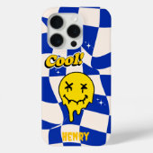 Smelten Smile emoji met Blue Checkered Case-Mate iPhone Case (Achterkant)