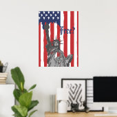 Smelten van de Amerikaanse vlag Vrijheid Poster (Thuiskantoor)