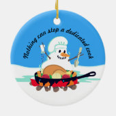 Smelten van kerstversiering met sneeuwkok keramisch ornament (Achterkant)