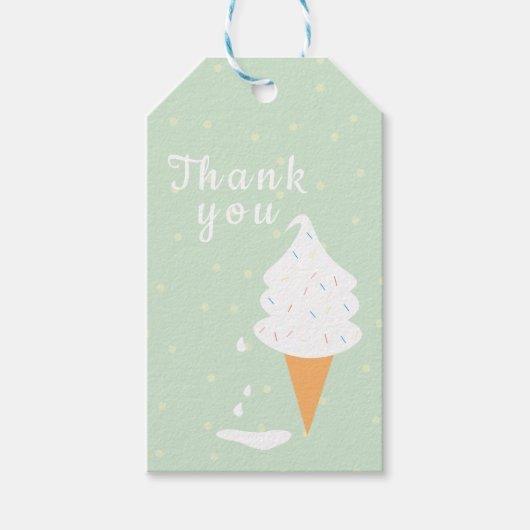 Smelten van vanille-ijskap met sprinken cadeaulabel (Voorkant)