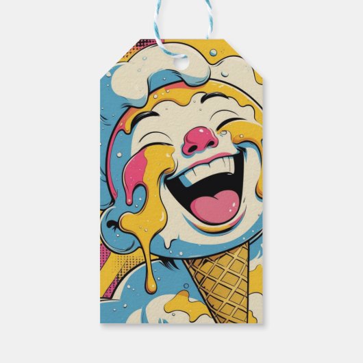 Smeltend Geluk – Ijsje Pop Art Explosie Cadeaulabel (Achterkant)