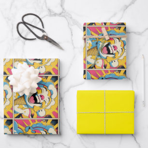 Smeltend Geluk – Ijsje Pop Art Explosie Inpakpapier Vel