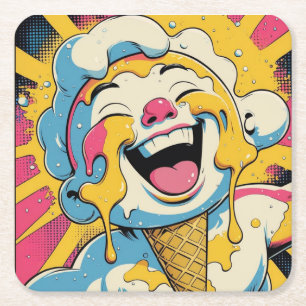 Smeltend Geluk – Ijsje Pop Art Explosie Kartonnen Onderzetters