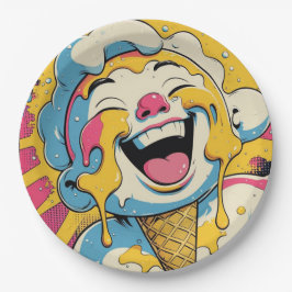Smeltend Geluk – Ijsje Pop Art Explosie Papieren Bordje