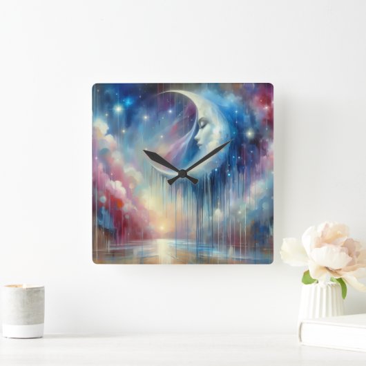 Smeltend maanlicht - Pastel Sky Wall Clock Vierkante Klok (Huis)