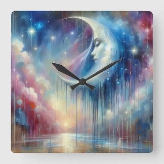 Smeltend maanlicht - Pastel Sky Wall Clock Vierkante Klok